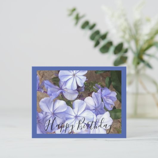 Handgeschriebene blaue Blume Postkarte (Stehend Vorderseite)