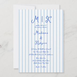 Handgeschriebene blaue französische Hochzeit Einladung
