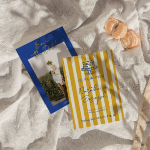Handgeschriebene Blaue Gelbe Italienische Foto Hoc Save The Date