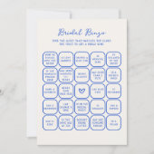 Handgeschriebene Blue Bridal Bingo Card Einladung (Vorderseite)