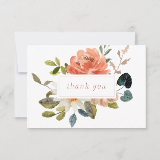 Handgeschriebene Blumenhochzeit Danke White Card (Vorderseite)