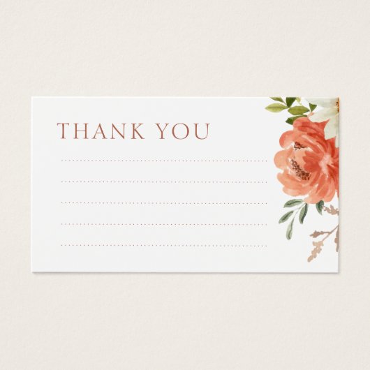 Handgeschriebene Blumenhochzeit Dankeschön Karte (Vorderseite)