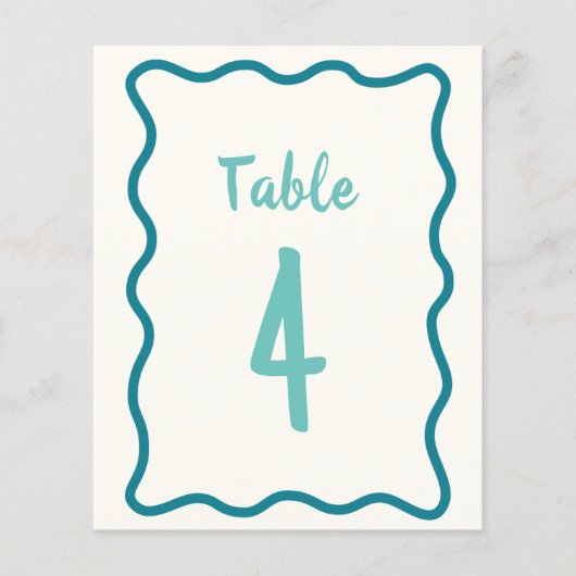 Handgeschriebene Bold Wavy Border Wedding Tischnum (Vorderseite)