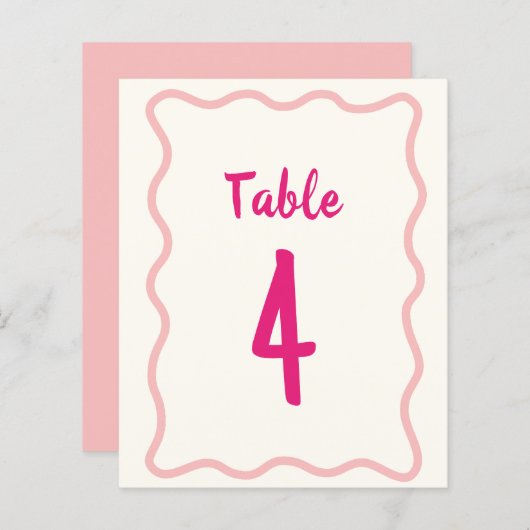 Handgeschriebene Bold Wavy Brautparty-Tischnummer (Vorne/Hinten)