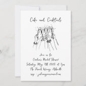 Handgeschriebene Cakes Cocktails Doodles Brautpart Einladung (Vorderseite)