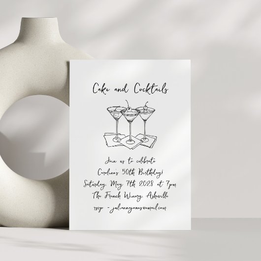Handgeschriebene Cakes Cocktails Doodles Geburtsta Einladung