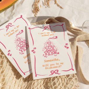 Handgeschriebene Champagner-Turm-Brautjungfer-Vors Einladung