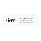 Handgeschriebene Cheers geben das Adressetikett zu (Vorne)