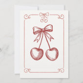 Handgeschriebene Cherry auf Top Bow Girl Baby Dusc Einladung (Rückseite)