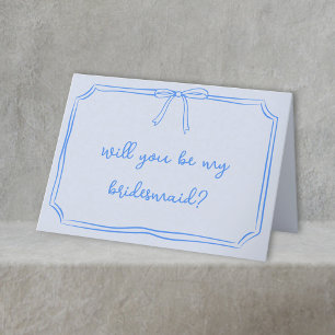 Handgeschriebene Coquette Bow Bridesmaid-Vorschlag Dankeskarte