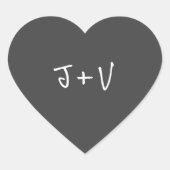 Handgeschriebene Couple Initials-Umschlag Aufklebe Herz-Aufkleber (Vorderseite)