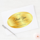Handgeschriebene Dankeschön an Text Gold Look Temp Ovaler Aufkleber (Umschlag)