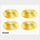 Handgeschriebene Dankeschön an Text Gold Look Temp Ovaler Aufkleber (Blatt)