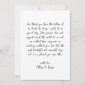 Handgeschriebene Dankeschön-Karte mit Hochzeitssti Dankeskarte (Rückseite)