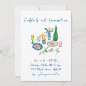 Handgeschriebene Doodles-Cocktails fallen nach Maß Einladung (Vorderseite)