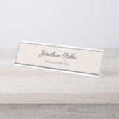 Handgeschriebene einfache berufliche elegante schreibtischnamensplakette (Vorderseite )
