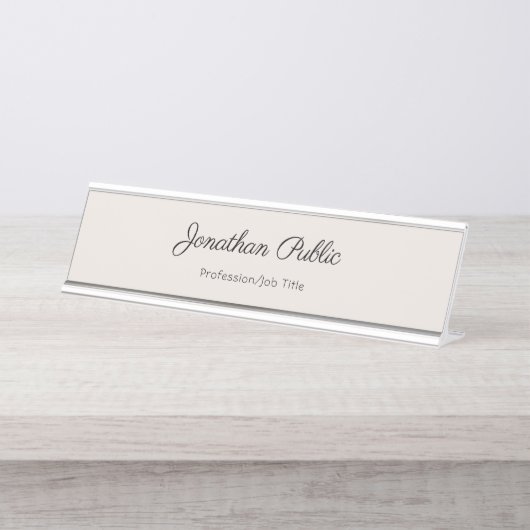 Handgeschriebene einfache berufliche elegante schreibtischnamensplakette (Vorderseite )