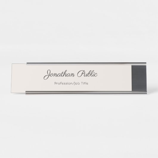 Handgeschriebene einfache berufliche elegante schreibtischnamensplakette (Vorderseite )