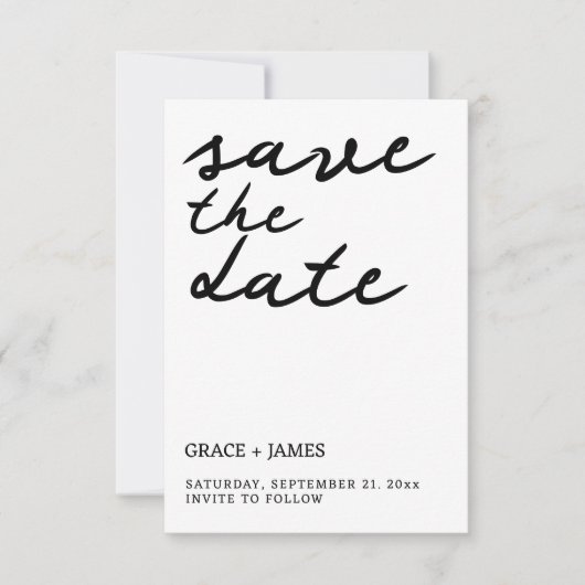 Handgeschriebene einfache Minimalistische Typograf Save The Date (Vorderseite)