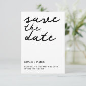 Handgeschriebene einfache Minimalistische Typograf Save The Date (Stehend Vorderseite)