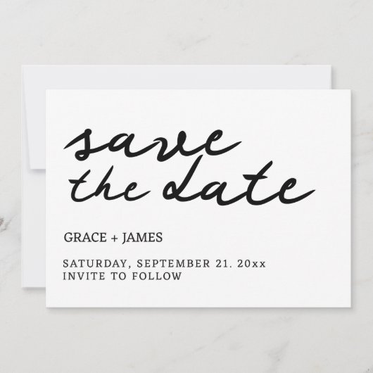 Handgeschriebene einfache Minimalistische Typograf Save The Date (Vorderseite)
