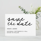 Handgeschriebene einfache Minimalistische Typograf Save The Date (Stehend Vorderseite)
