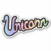 Handgeschriebene Einhornkalligraphie Aufkleber (Vorderseite)