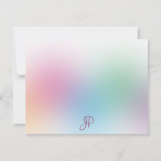 Handgeschriebene, elegante Monogramm-Regenbogenfar Mitteilungskarte (Rückseite)