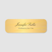 Handgeschriebene, elegante Script-Glamour-Goldvorl Namensschild (Vorderseite)