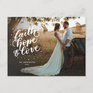 Handgeschriebene Faith, Hope, and Love Foto Feiertagspostkarte