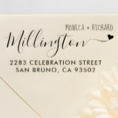 Handgeschriebene Familienname Hochzeit-Rücksendead Gummistempel