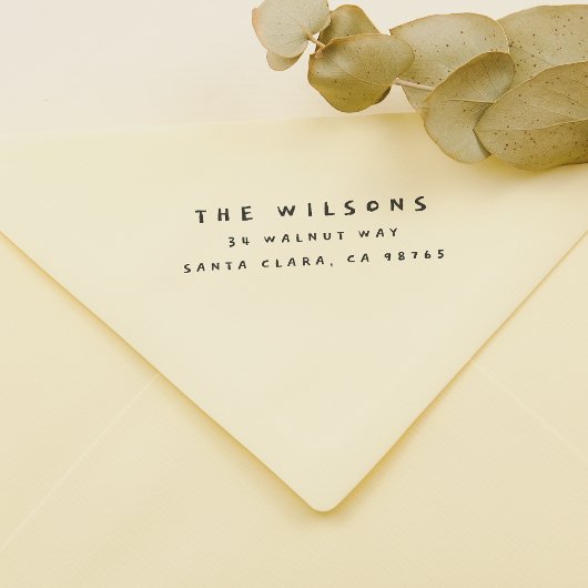 Handgeschriebene Familienname und Rücksendeadresse Gummistempel