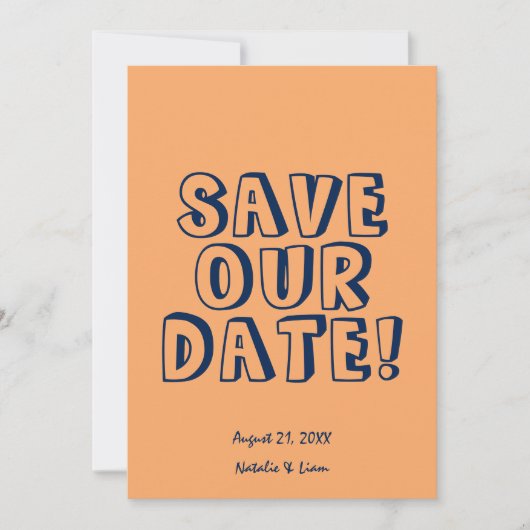 Handgeschriebene farbenfrohe, feine, einzigartige save the date (Vorderseite)