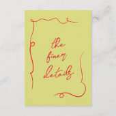 Handgeschriebene farbenfrohe fette moderne Hochzei Begleitkarte (Rückseite)