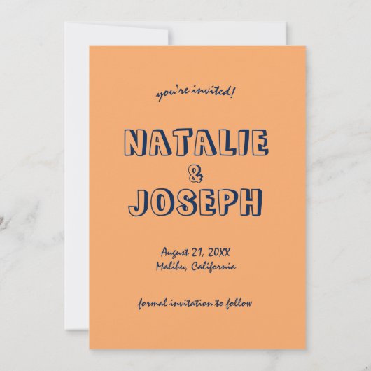 Handgeschriebene farbenfrohe fette moderne Hochzei Save The Date (Rückseite)