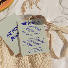 Handgeschriebene farbenfrohe Funky Retro-Hochzeitd Begleitkarte