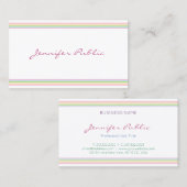 Handgeschriebene farbenfrohe gestreifte moderne Vo Visitenkarte (Vorne/Hinten)