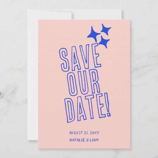 Handgeschriebene farbenfrohe Retro Bold Moderne Ho Save The Date (Vorderseite)