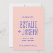 Handgeschriebene farbenfrohe Retro Bold Moderne Ho Save The Date (Rückseite)