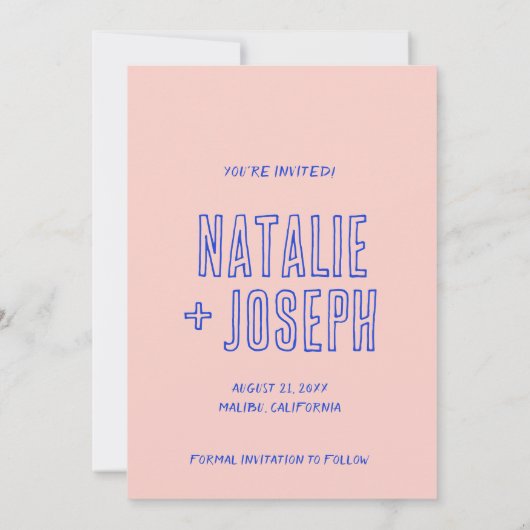 Handgeschriebene farbenfrohe Retro Bold Moderne Ho Save The Date (Rückseite)