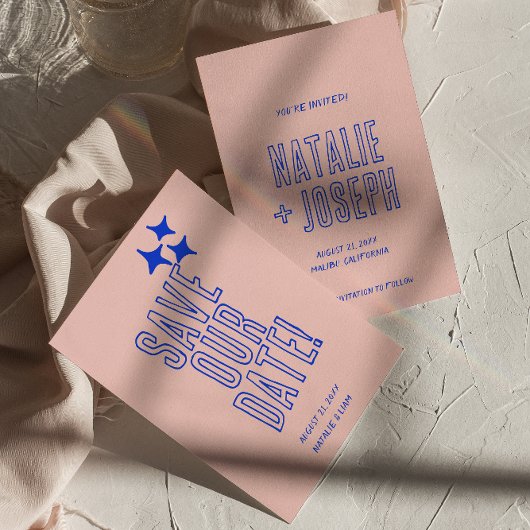 Handgeschriebene farbenfrohe Retro Bold Moderne Ho Save The Date