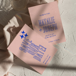 Handgeschriebene farbenfrohe Retro Bold Moderne Ho Save The Date
