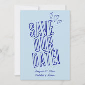 Handgeschriebene farbenfrohe Retro Einzigartige mo Save The Date (Vorderseite)