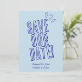 Handgeschriebene farbenfrohe Retro Einzigartige mo Save The Date (Stehend Vorderseite)