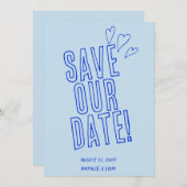 Handgeschriebene farbenfrohe Retro Einzigartige mo Save The Date (Vorne/Hinten)
