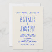 Handgeschriebene farbenfrohe Retro-Einzigartigkeit Einladung (Vorderseite)