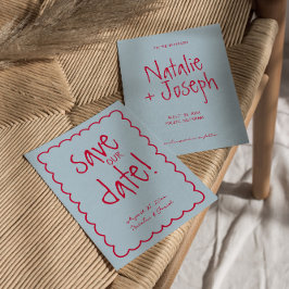 Handgeschriebene farbenfrohe Retro Funky Moderne H Save The Date