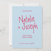 Handgeschriebene farbenfrohe Retro Funky Moderne H Save The Date (Rückseite)