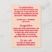 Handgeschriebene farbenfrohe Retro Moderne Hochzei Begleitkarte (Vorderseite)