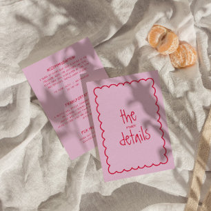 Handgeschriebene farbenfrohe Retro Moderne Hochzei Begleitkarte